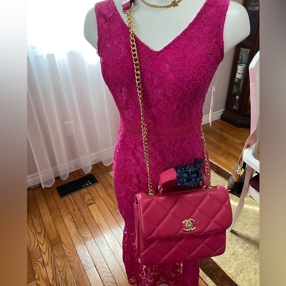 NANETTE Lepore Lace Midi Passion Pink Dress Size 2 - Picture 3 of 16